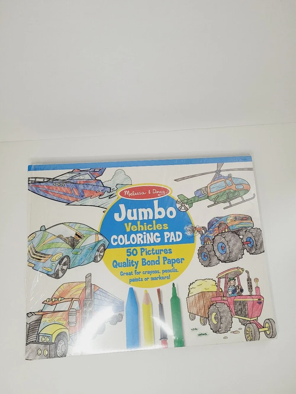 Melissa & Doug 2 PACK Jumbo ANIMAL and VEHICLE Coloring Pad Book Bond Paper NEW